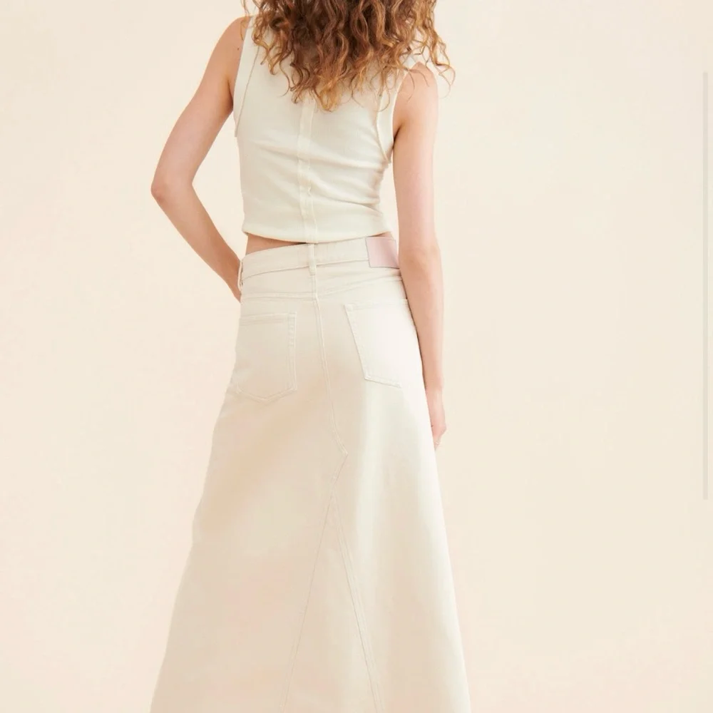 Women's Cream Denim Maxi Skirt - Picture 6 of 7